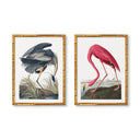 Vintage Flamingo & Great Blue Heron Pair