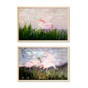 Pink Bird in the Marsh Pair