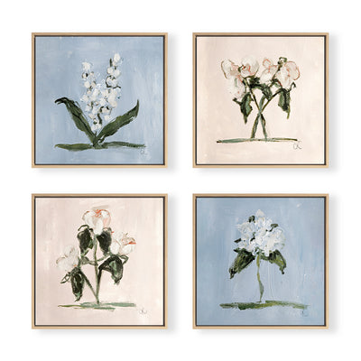 Pink & Blue Botanical Square Set of 4 by Cady Karras