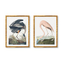 Vintage Flamingo & Great Blue Heron Pair