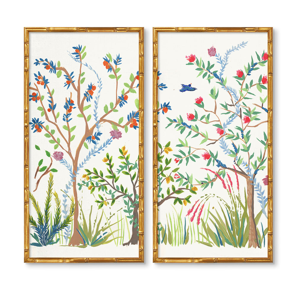 Chinoiserie Trees Panel Pair by Jenny Westenhofer