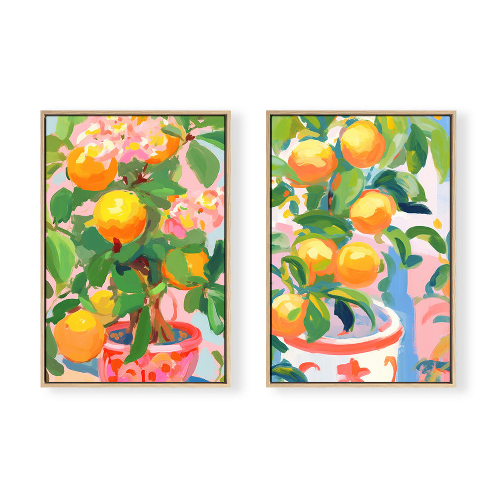 Orange Topiary Pair