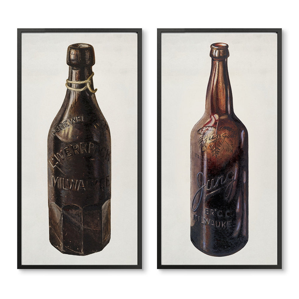 Vintage Bottles Pair