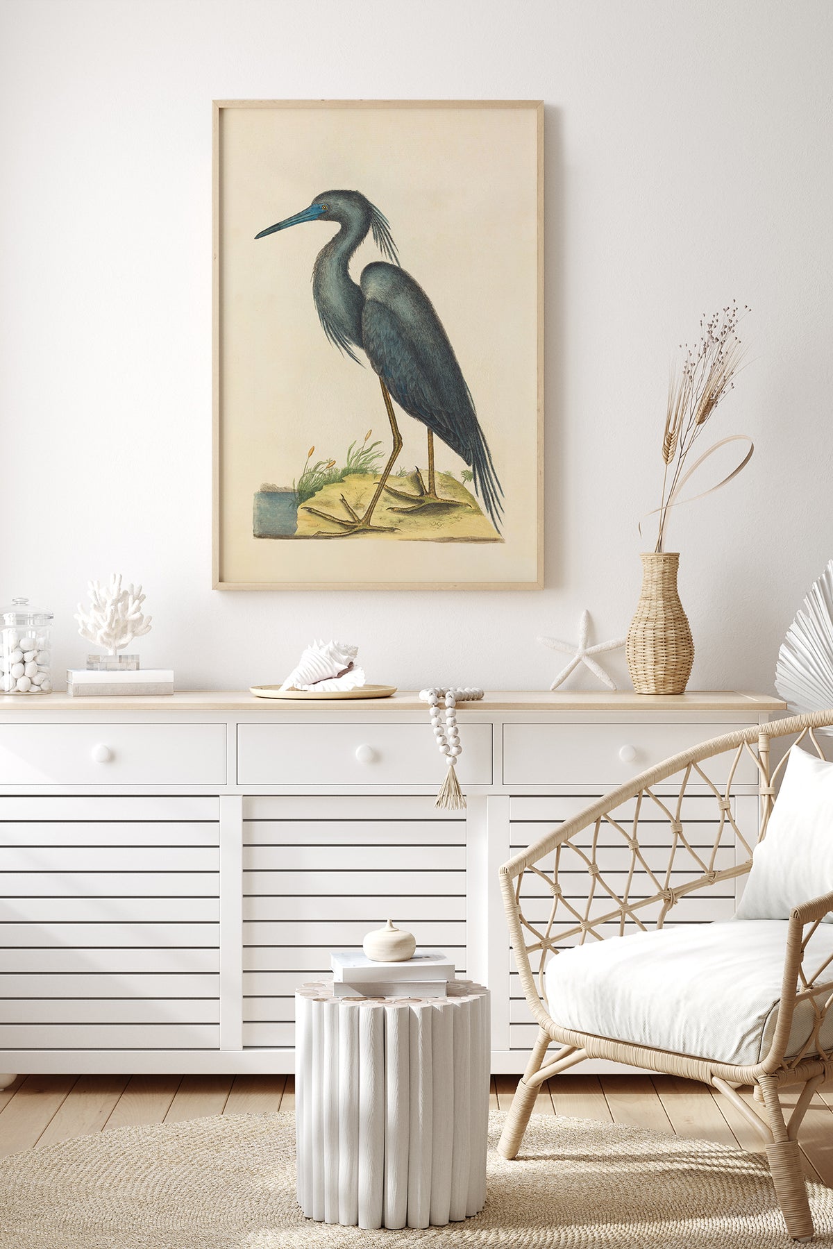 Vintage Blue Heron Small Framed Art
