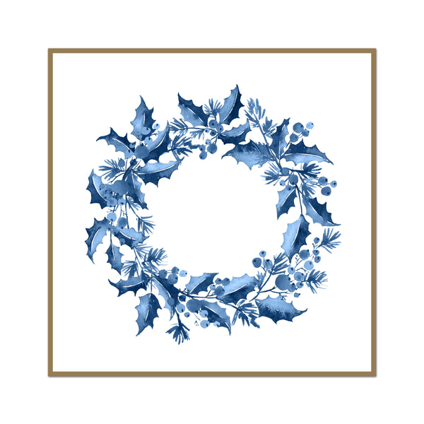 Blue & White Chinoiserie Christmas Wreath Fine Art Print – Urban
