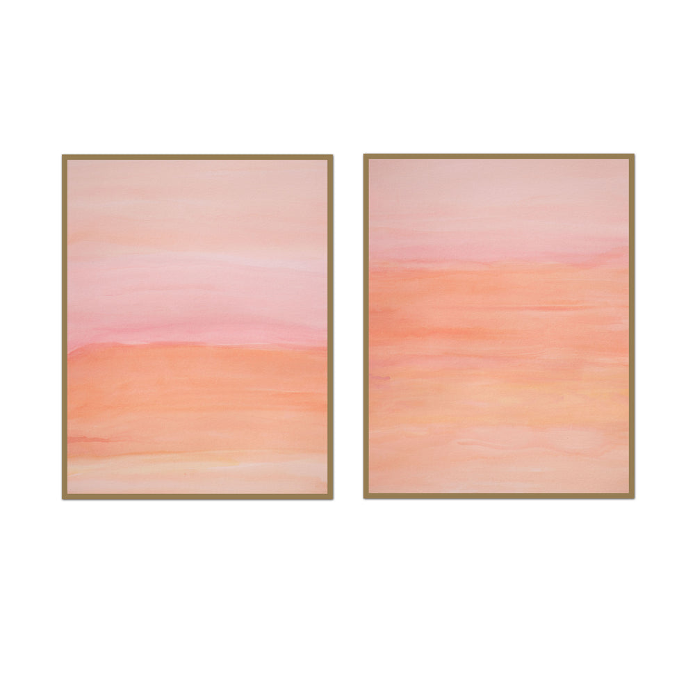 Pink Sunset Watercolor Pair