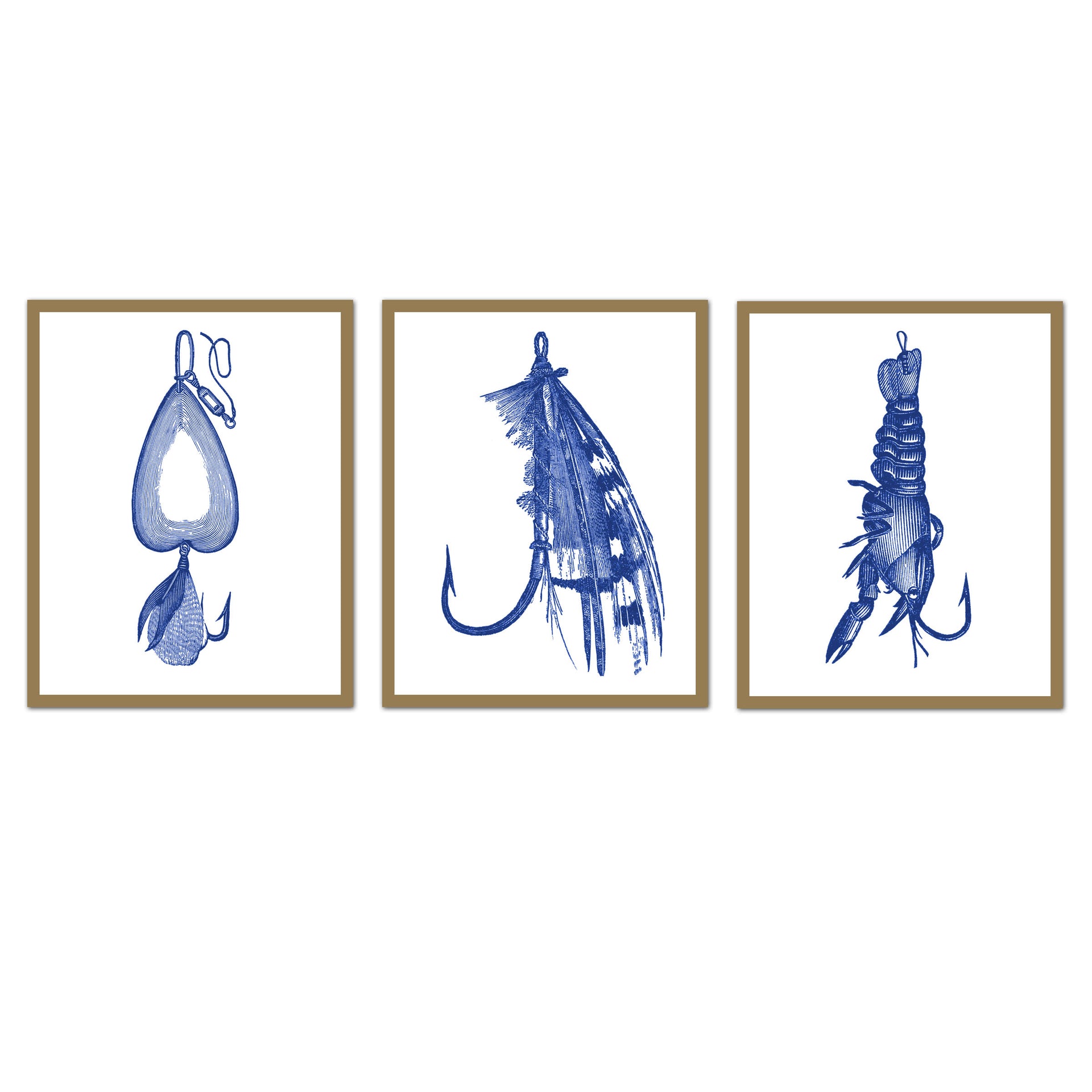 fine art fishing lures Lure Print Trio | Tackle Giclee | Fisherman Wall Art Ceiling Mount Fishing Rod sync Colors may vary slightly Color:Black Mouse