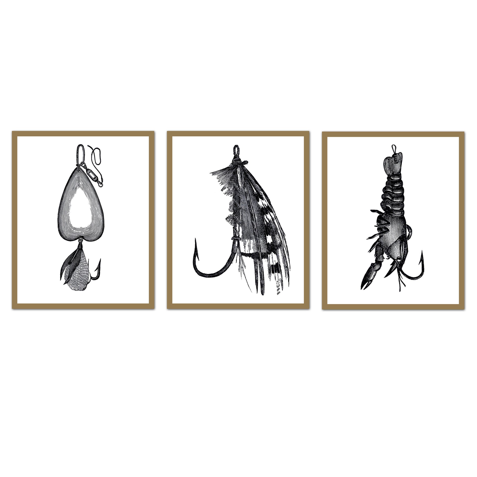 artsy pictues of fishing lures Fishing Lure Art Print Trio | Tackle Giclee | Fisherman Wall Art