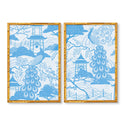 Peacock & Pagoda Mural Pair