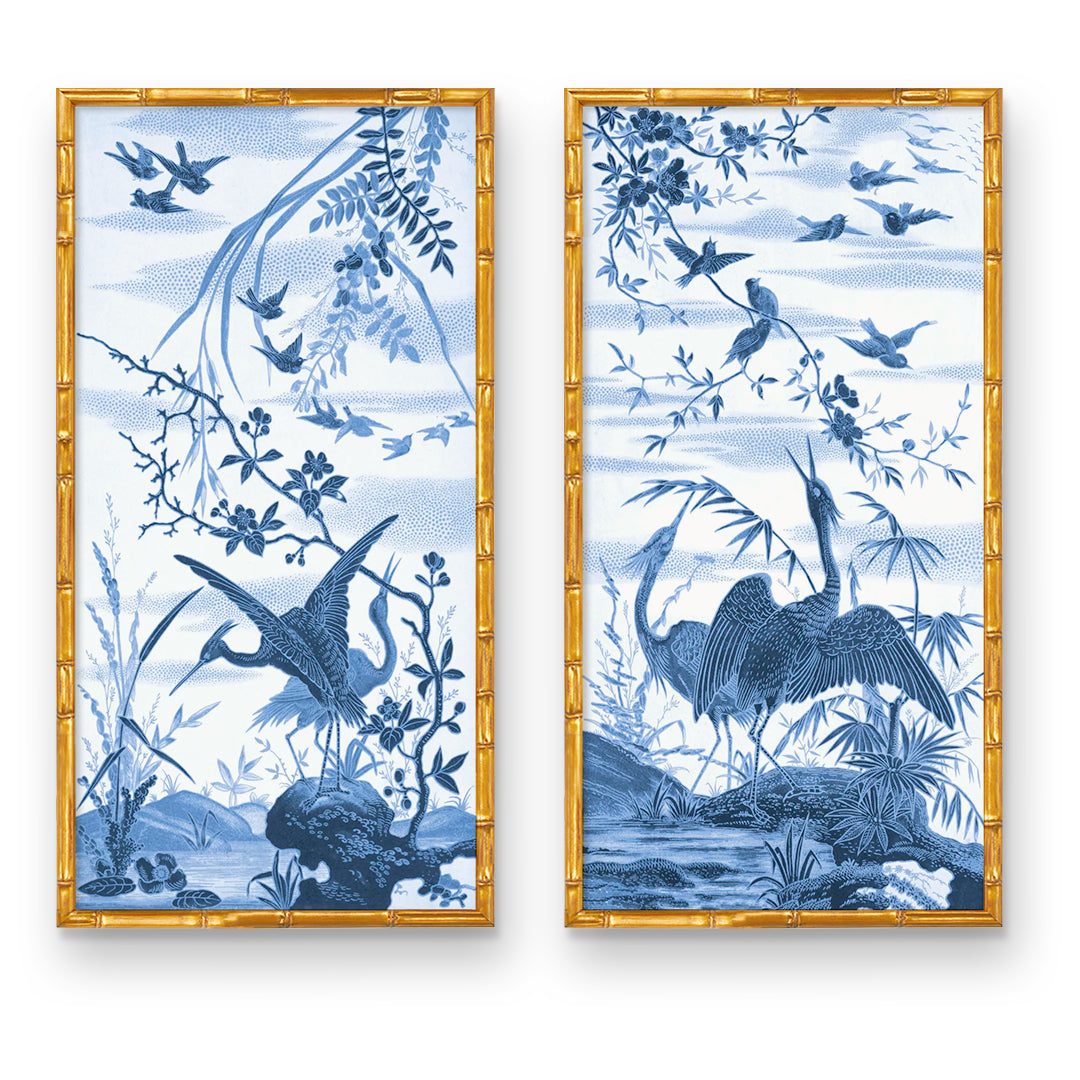 A Teal of Two Birds Chinoiserie Art Print by The Chinoiserie Pavillion