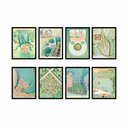 Vintage Garden Maps Set of 8