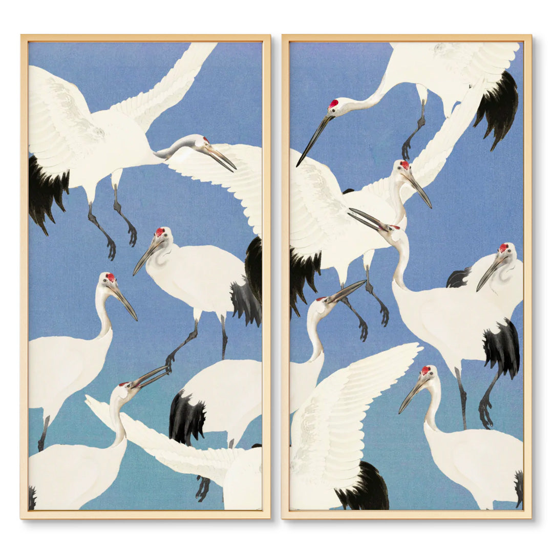Dancing Heron Large Scale Print Pair | High End Designer